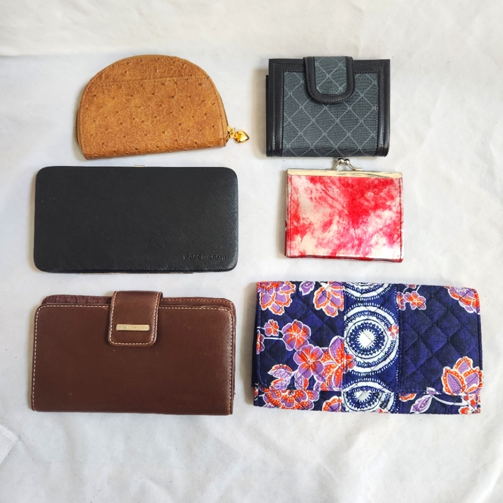 LOT OF 6 Women's Long Wallets Change Purses